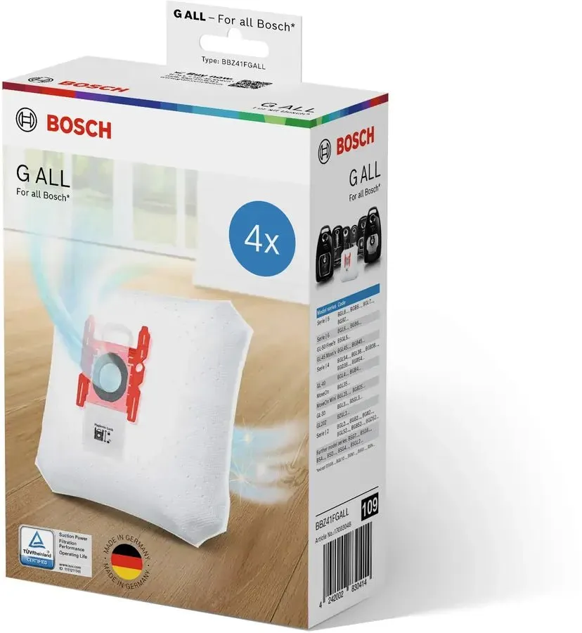 Bosch BBZ41FGALL Type G Replacement Vacuum Cleaner Bags (Pack of 4 Bags)