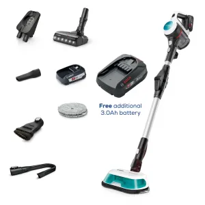 Bosch BCS71HYGGB Aqua Vacuum & Mop With 40 Minutes Run Time And Additional Battery, White