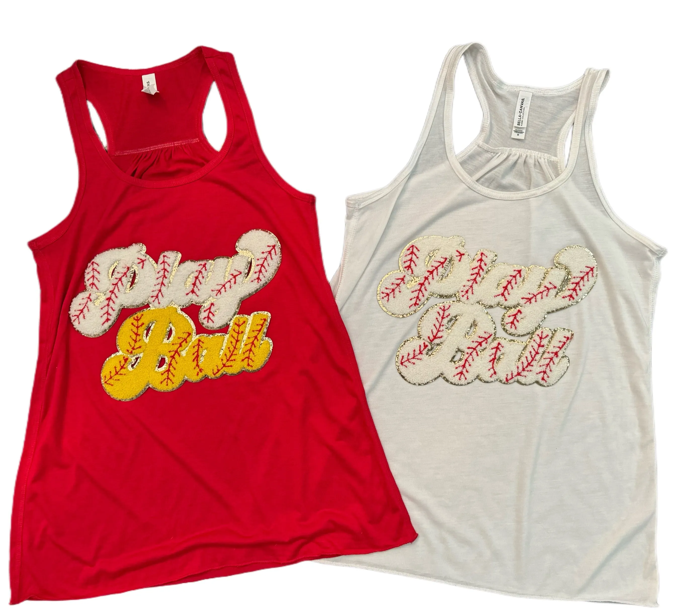 Chenille Baseball Play Ball Tanks & Tees