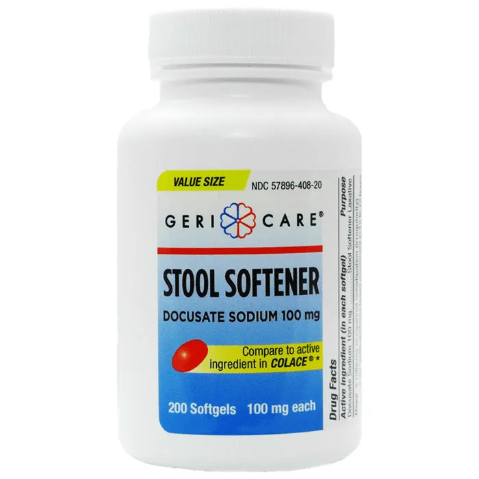 Docusate Sodium 100 mg Stool Softener Laxative 100 Softgels