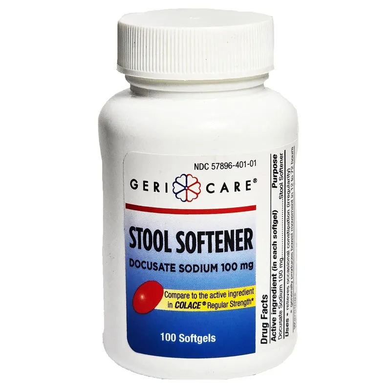 Docusate Sodium 100 mg Stool Softener Laxative 100 Softgels