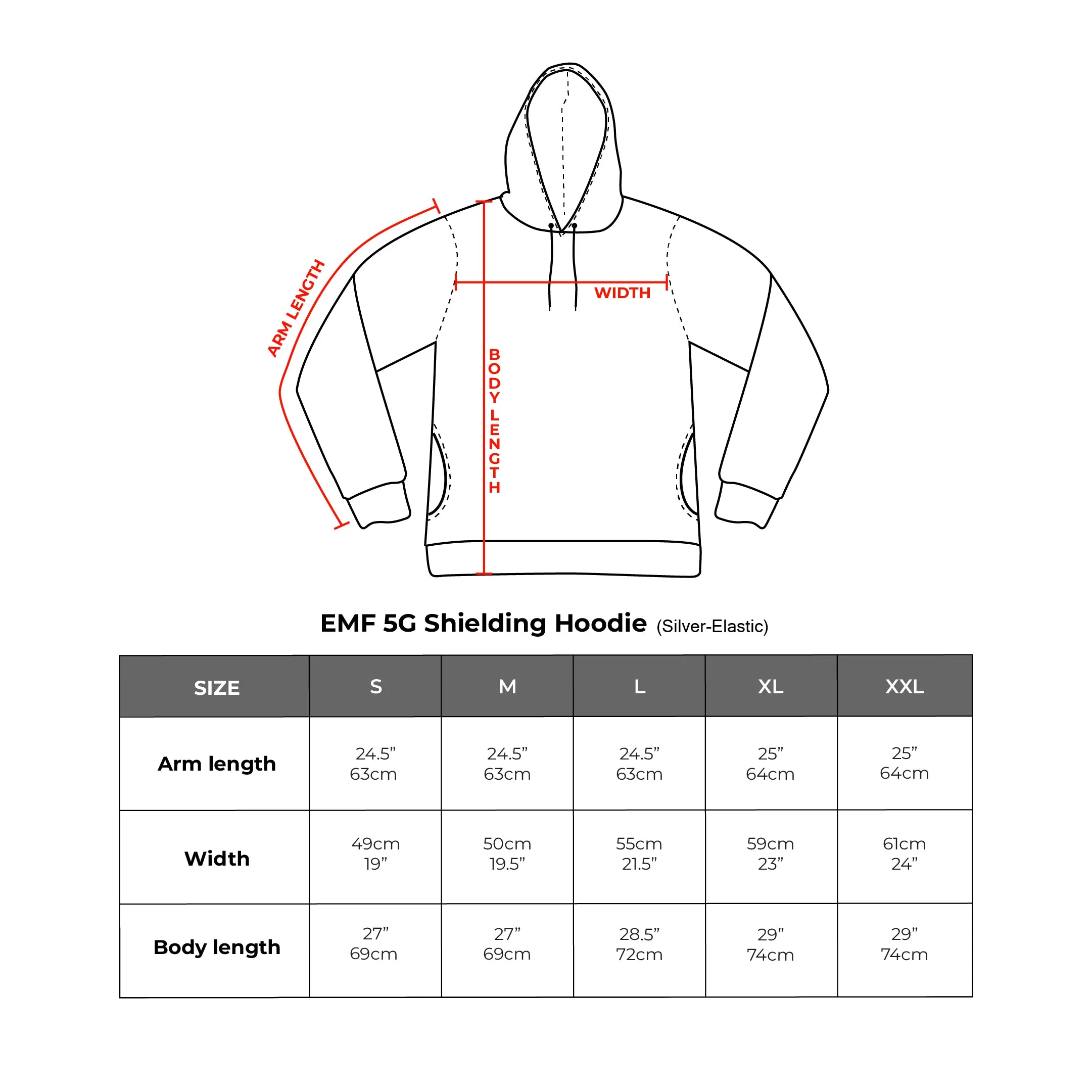 EMF 5G Shielding Hoodie (Silver-Elastic)