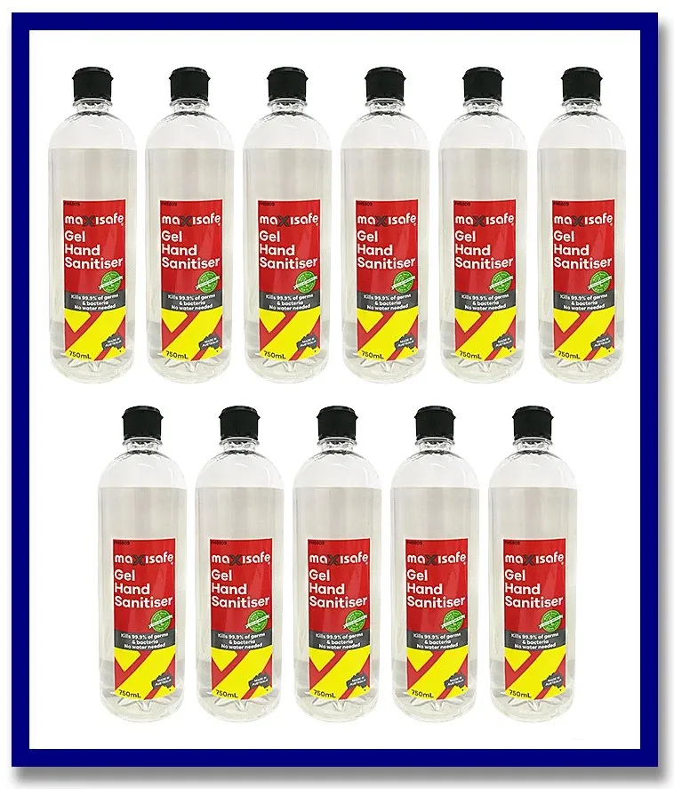 Maxisafe Hand Sanitising Gel - 750ml x 12 (Carton Pack) Alcohol Based - 70%