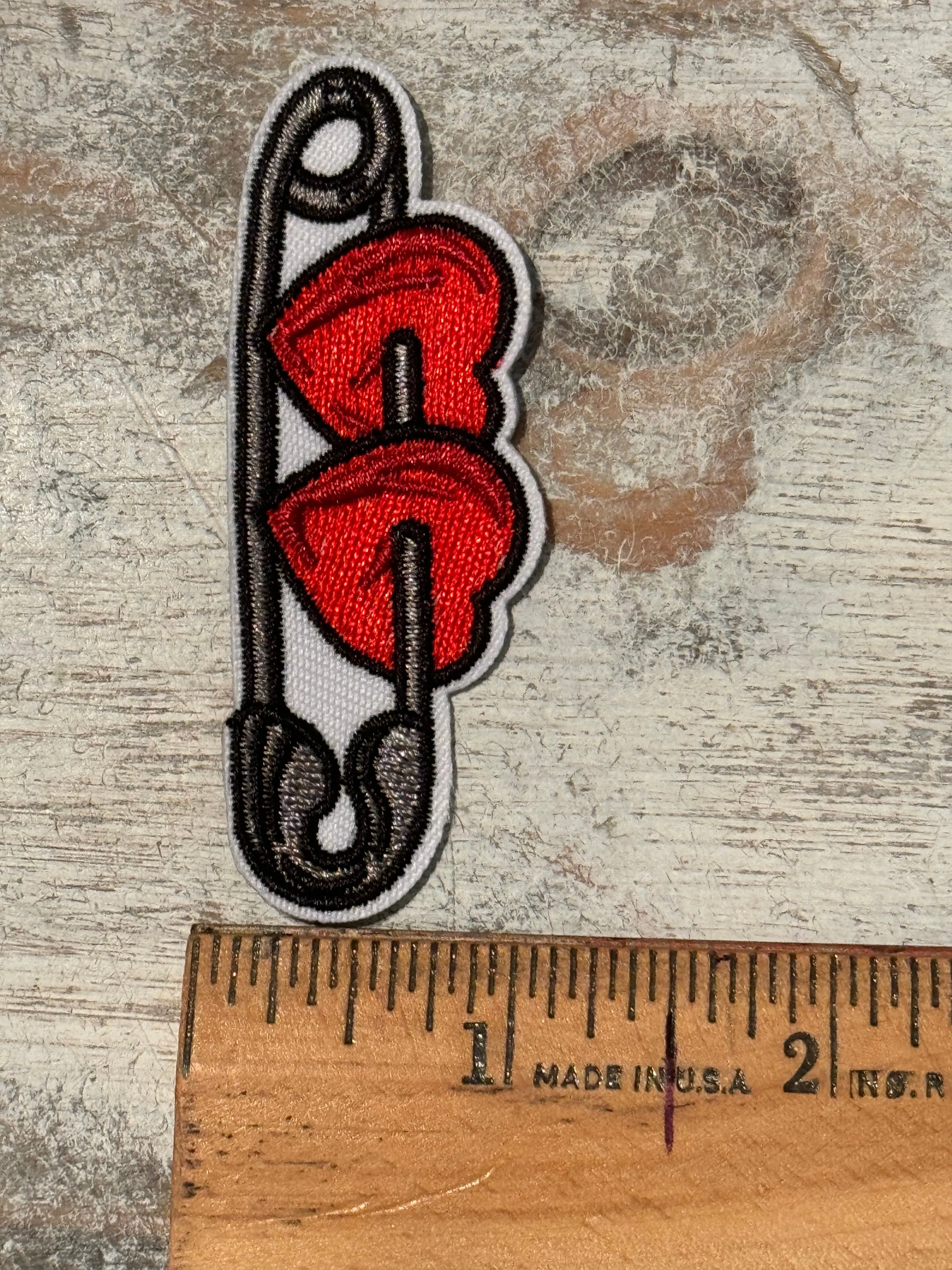 Safety Pin Hearts Iron On Patch