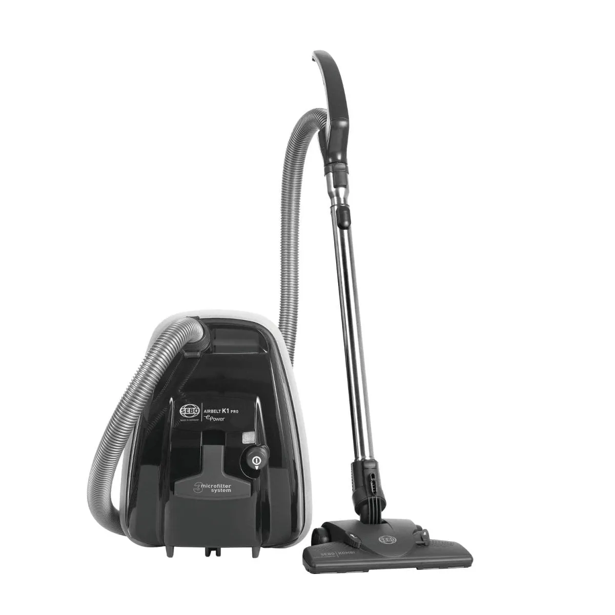 Sebo 92662GB Airbelt K1 Pro ePower Bagged Cylinder Vacuum Cleaner - Dark Grey