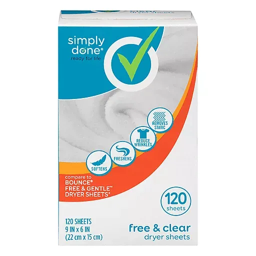 Simply Done Free & Clear Dryer Sheets 120ct