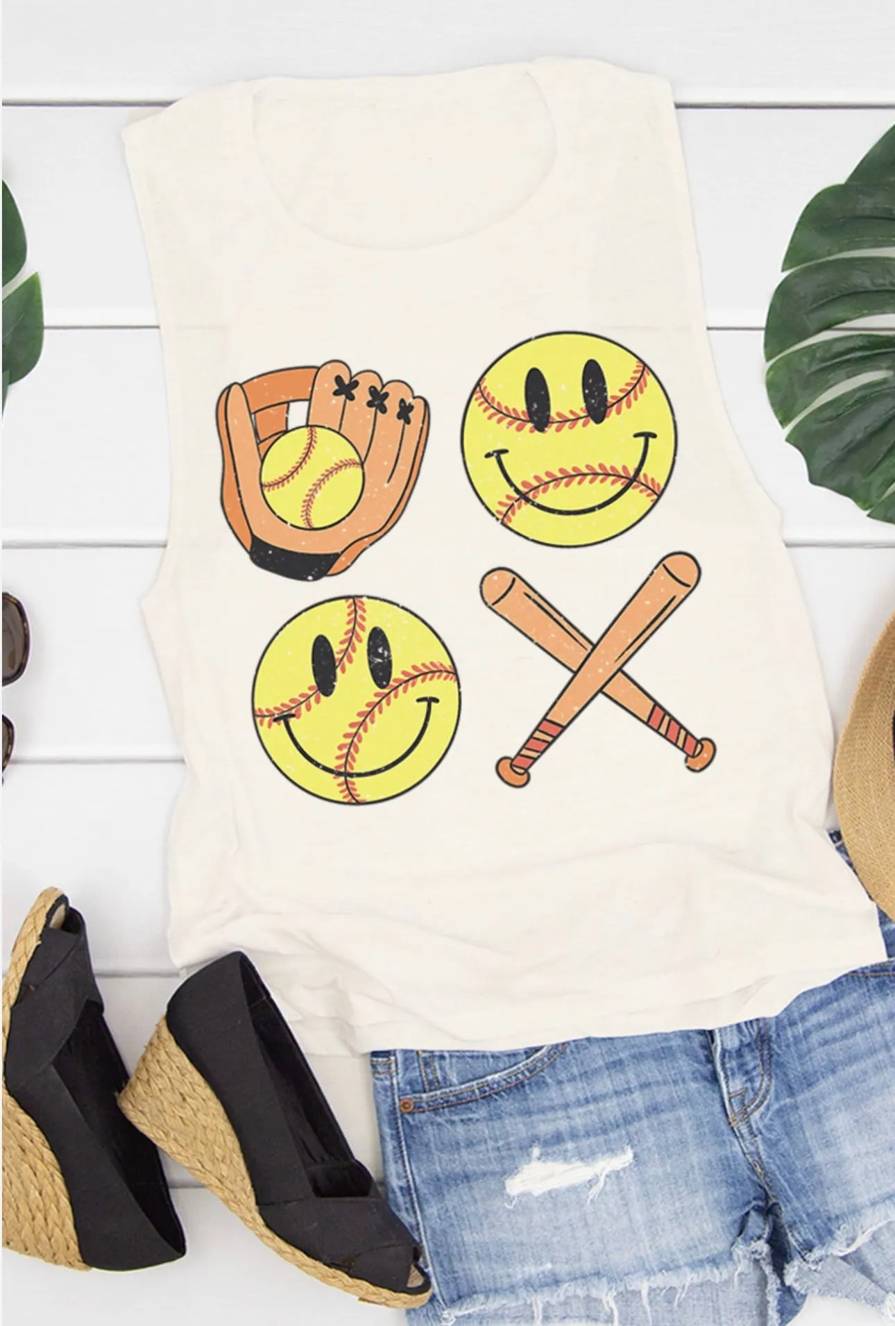 Smiley Face SOFTBALL Tops (Various Styles)