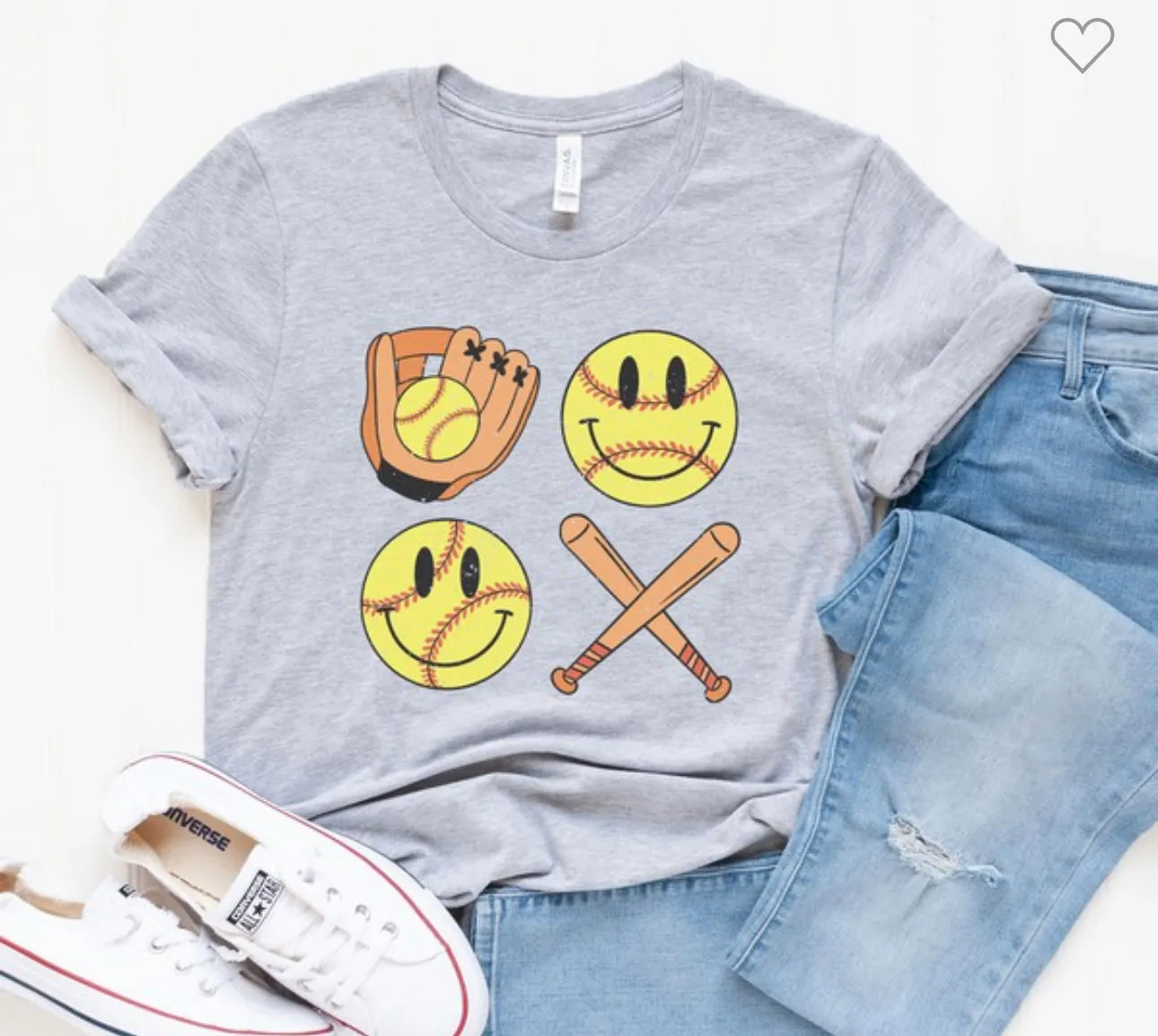 Smiley Face SOFTBALL Tops (Various Styles)