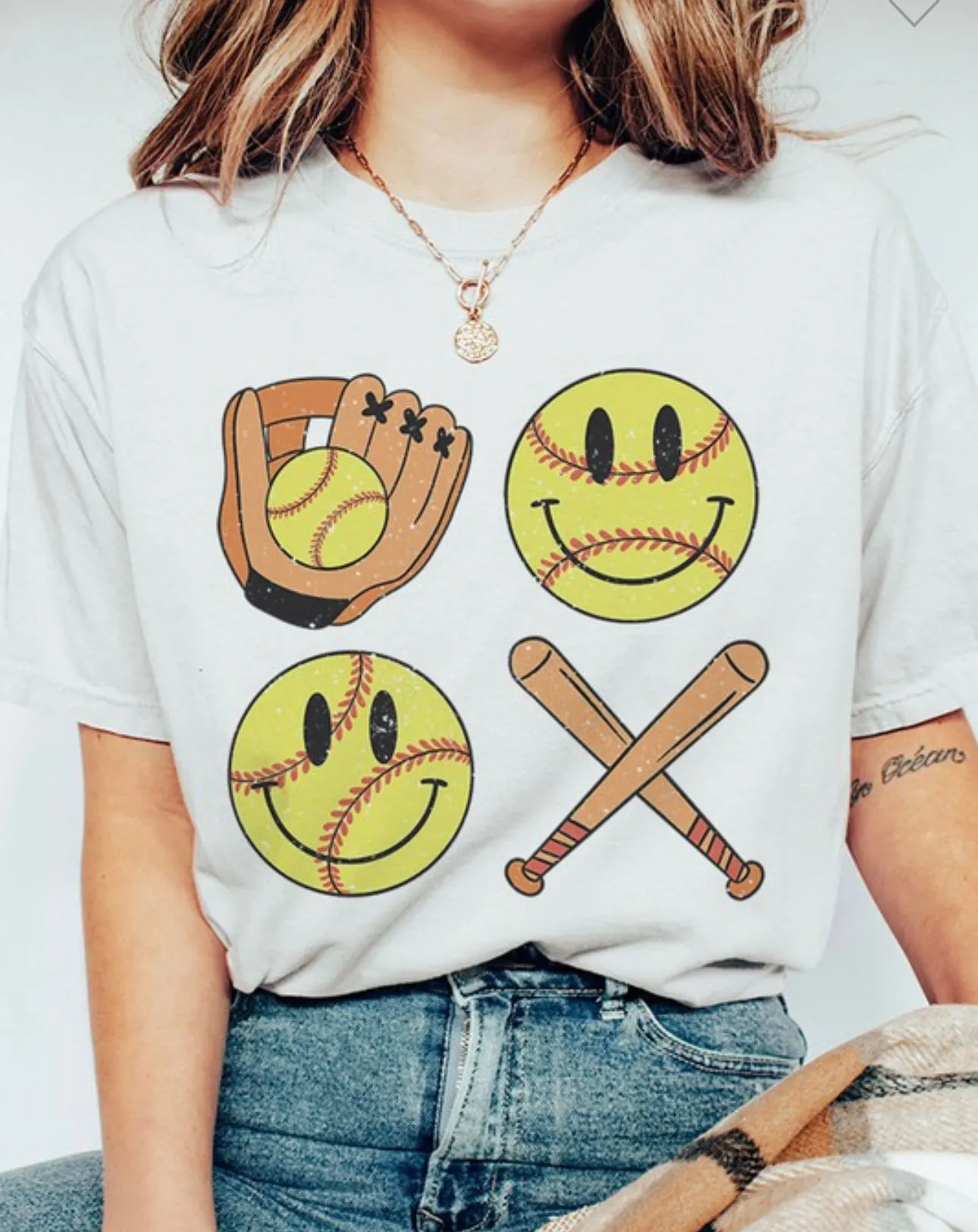 Smiley Face SOFTBALL Tops (Various Styles)