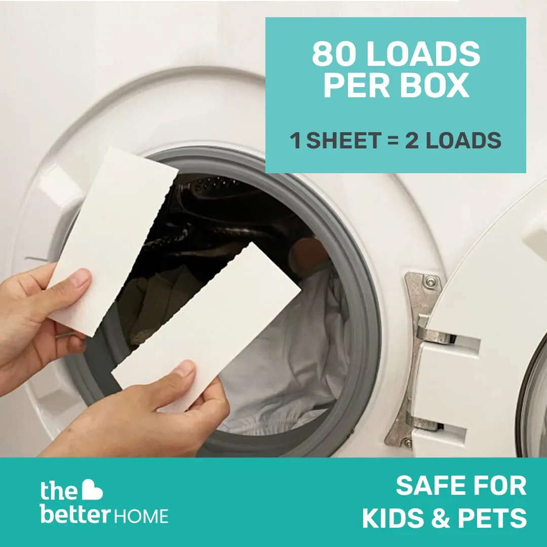 The Better Home Laundry Detergent Sheets for Front and Top Load Washing Machines (80 Loads)