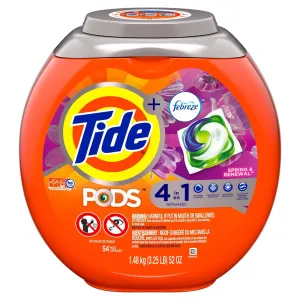 Tide Pods Plus Febreze 4in1 Spring and Renewal Laundry Detergent 54ct